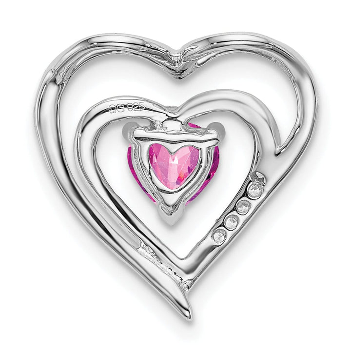 Lovely Rita's Pendants & Charms 14k White Gold Created Pink Sapphire Diamond Heart Pendant