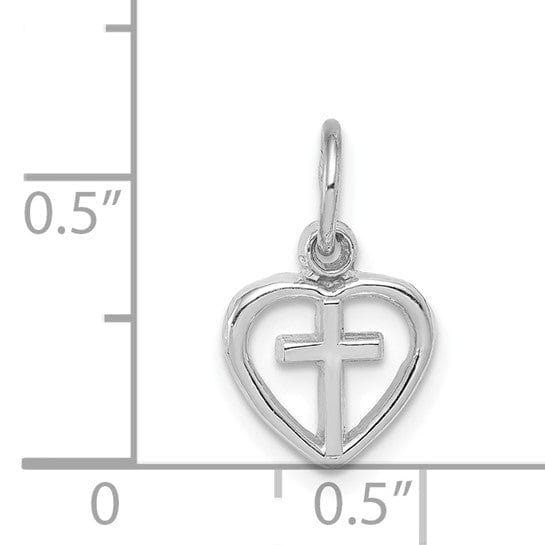Lovely Rita's Pendants & Charms 14k White Gold Cross in Heart Charm Pendant