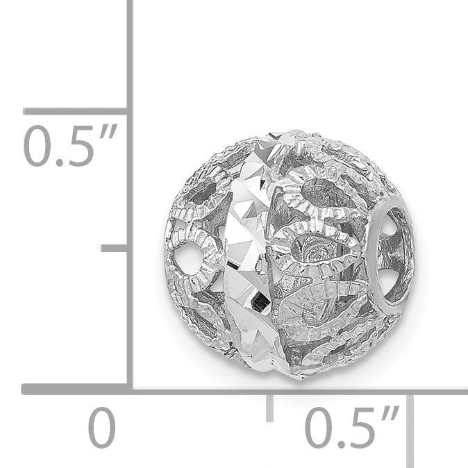 Lovely Rita's Pendants & Charms 14k White Gold D.C Filigree Ball Chain Slide Pendant