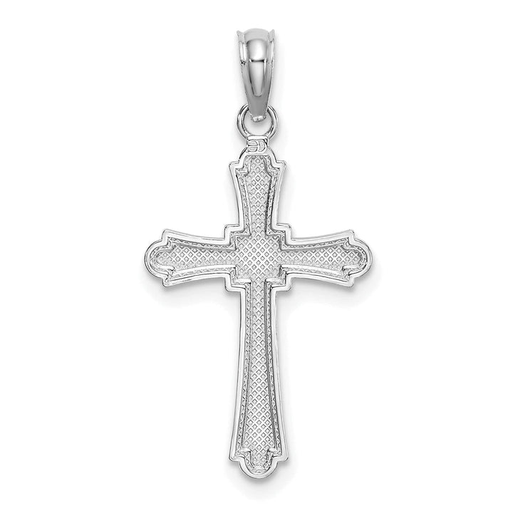 Lovely Rita's Pendants & Charms 14K White Gold D.C Finish Striped Cross Pendant