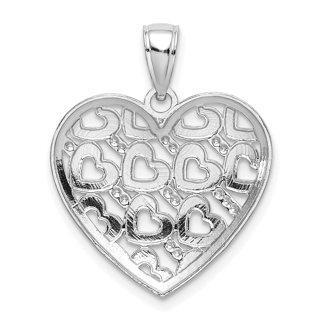 Lovely Rita's Pendants & Charms 14K White Gold D.C Heart Filigree Pattern On Heart Pendant