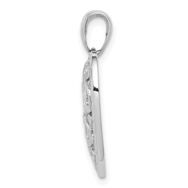 Lovely Rita's Pendants & Charms 14K White Gold D.C Heart Filigree Pattern On Heart Pendant