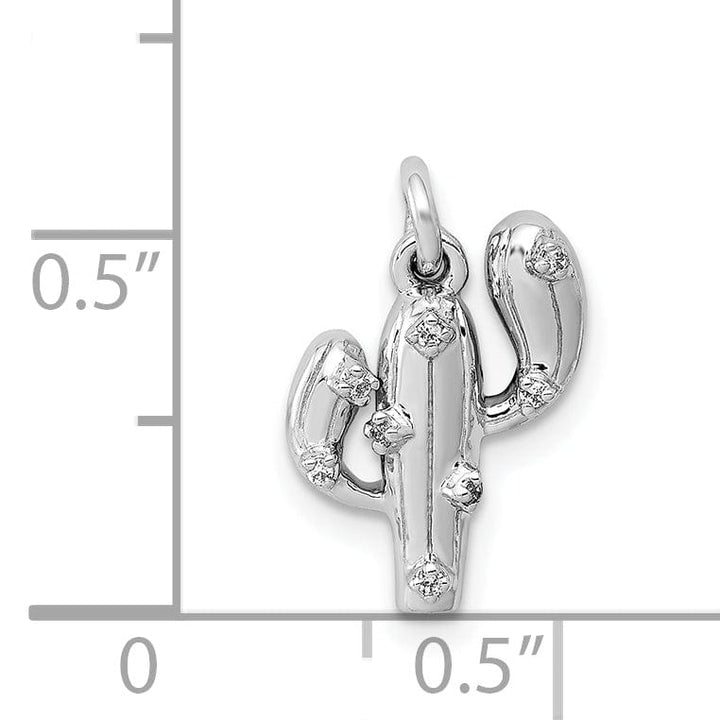 Lovely Rita's Pendants & Charms 14k White Gold Diamond Cactus Design Charm Pendant