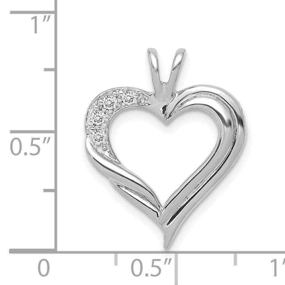 Lovely Rita's Pendants & Charms 14k White Gold Diamond Fancy Heart Design Pendant