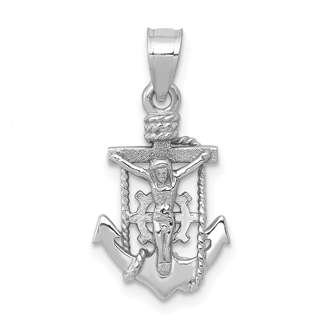 Lovely Rita's Pendants & Charms 14K White Gold Elegant Polished Mariner Crucifix Pendant