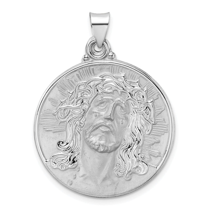 Lovely Rita's Pendants & Charms 14K White Gold Elegant Rhodium Polished Jesus Face Disc Pendant