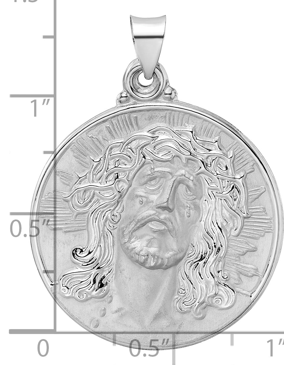 Lovely Rita's Pendants & Charms 14K White Gold Elegant Rhodium Polished Jesus Face Disc Pendant