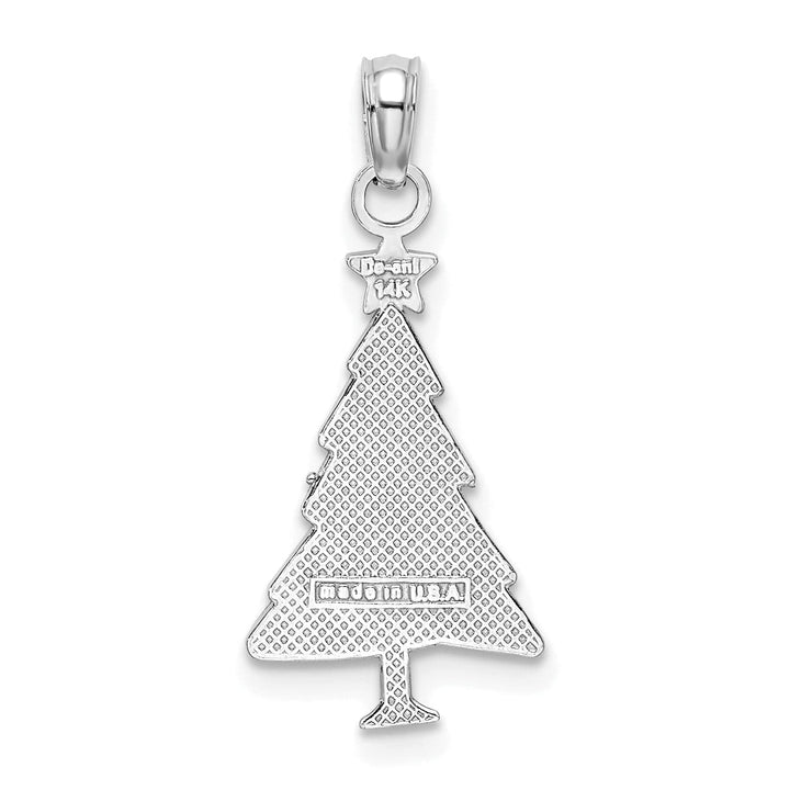 Lovely Rita's Pendants & Charms 14K White Gold Enameled Green Christmas Tree with Red Star Pendant