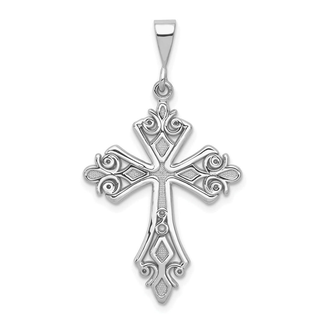 Lovely Rita's Pendants & Charms 14k White Gold Fleur De Lis Style Cross Pendant