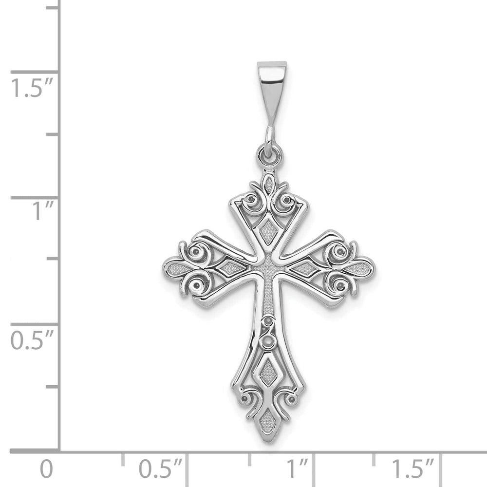 Lovely Rita's Pendants & Charms 14k White Gold Fleur De Lis Style Cross Pendant