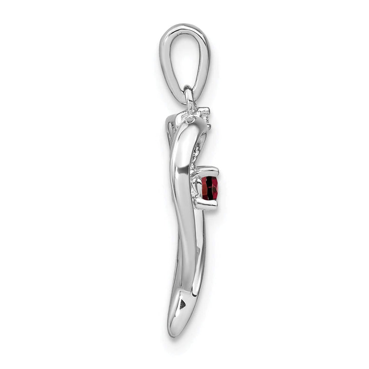 Lovely Rita's Pendants & Charms 14k White Gold Garnet and Diamond Fancy Heart Shape Pendant