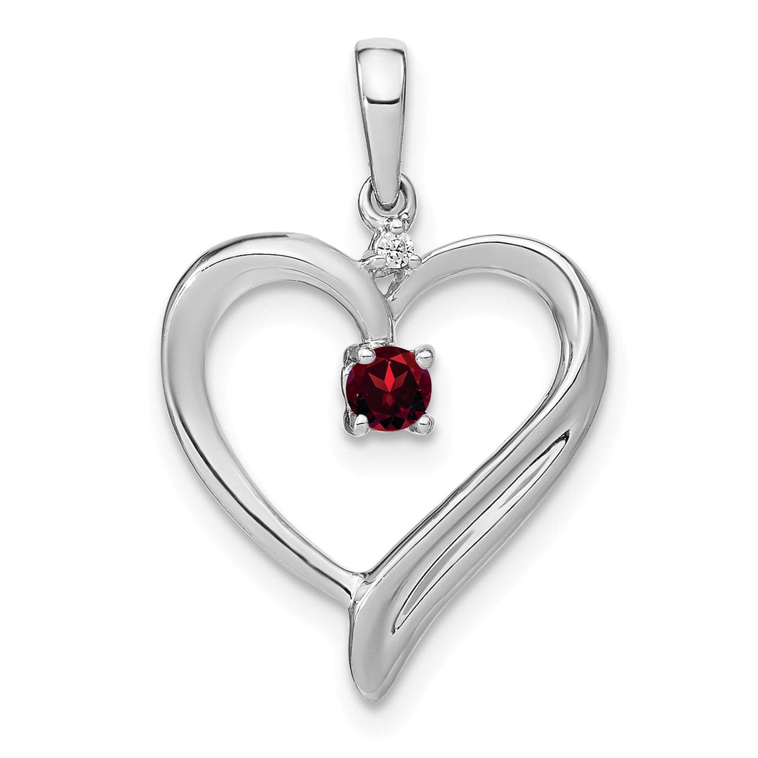 Lovely Rita's Pendants & Charms 14k White Gold Garnet and Diamond Fancy Heart Shape Pendant