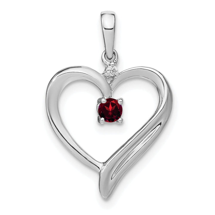 Lovely Rita's Pendants & Charms 14k White Gold Garnet and Diamond Fancy Heart Shape Pendant