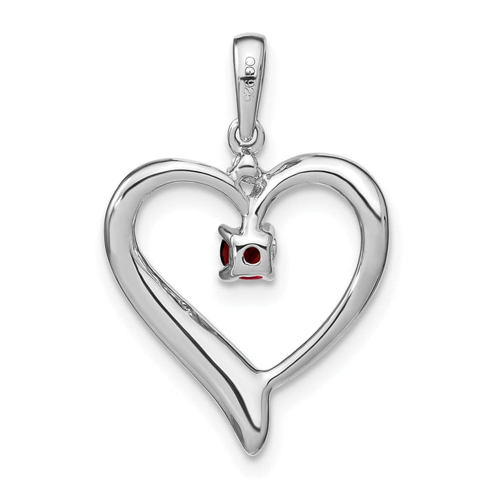 Lovely Rita's Pendants & Charms 14k White Gold Garnet and Diamond Fancy Heart Shape Pendant