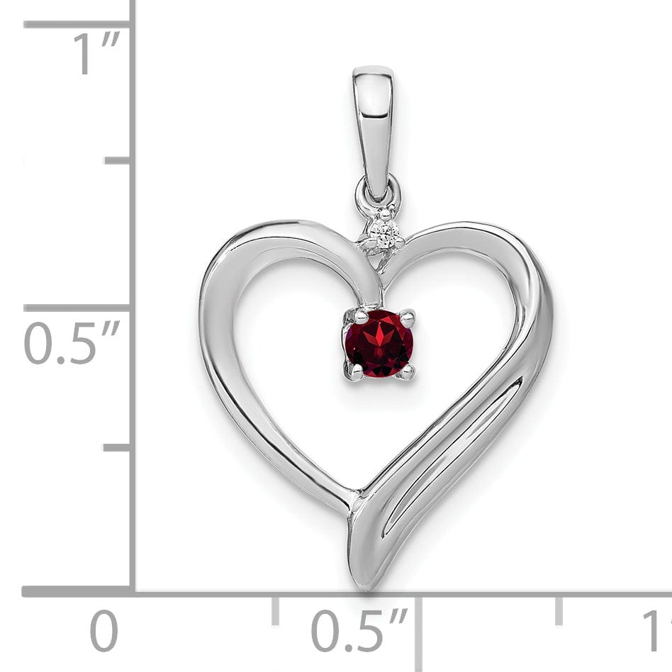 Lovely Rita's Pendants & Charms 14k White Gold Garnet and Diamond Fancy Heart Shape Pendant