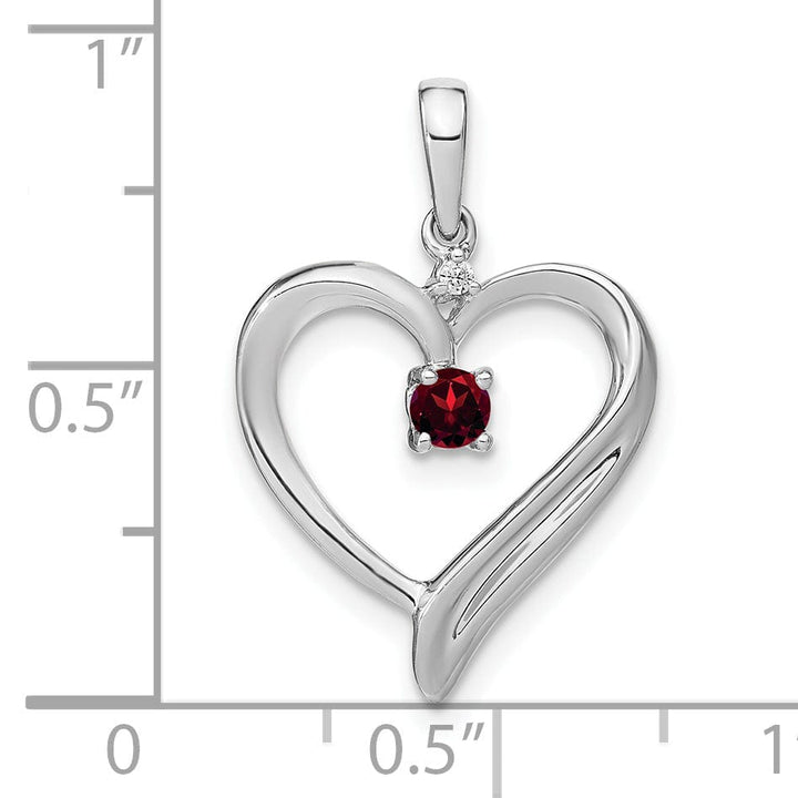 Lovely Rita's Pendants & Charms 14k White Gold Garnet and Diamond Fancy Heart Shape Pendant