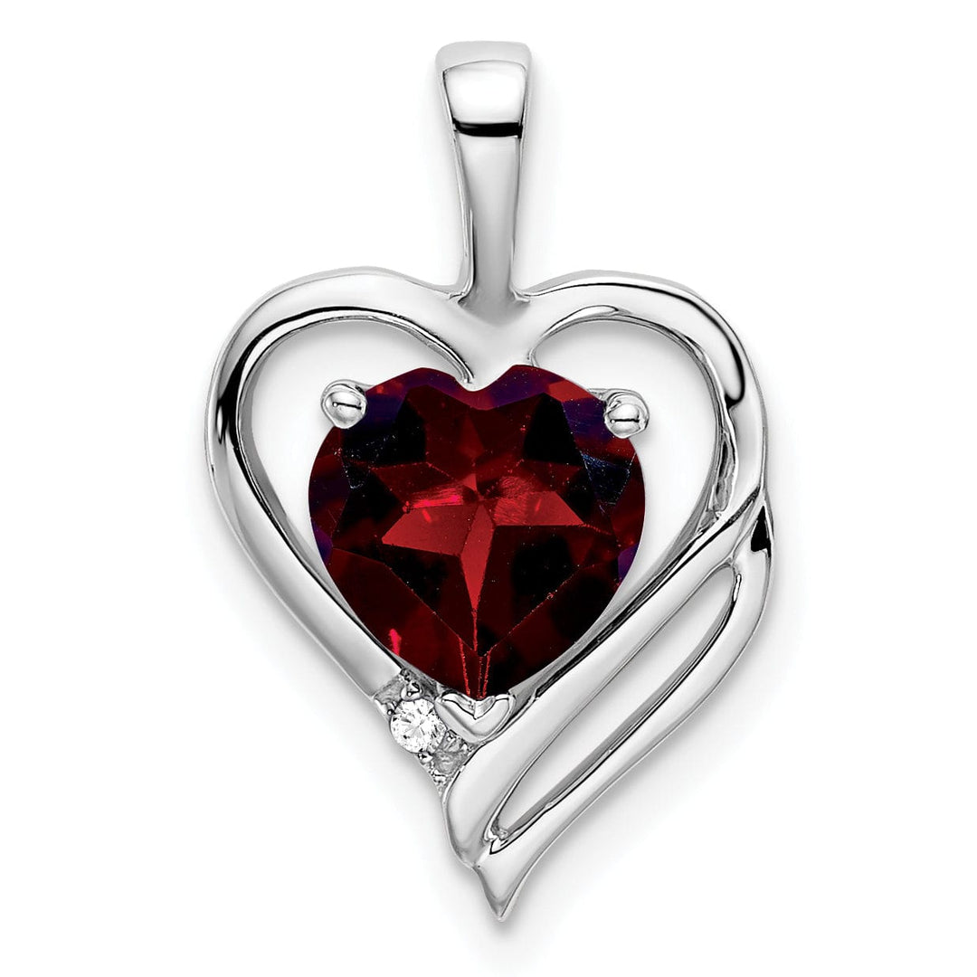 Lovely Rita's Pendants & Charms 14k White Gold Garnet and Diamond Heart Design Pendant