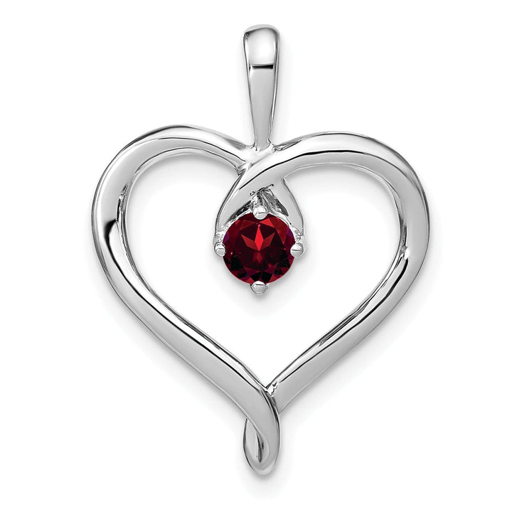 Lovely Rita's Pendants & Charms 14k White Gold Garnet Heart Design Pendant