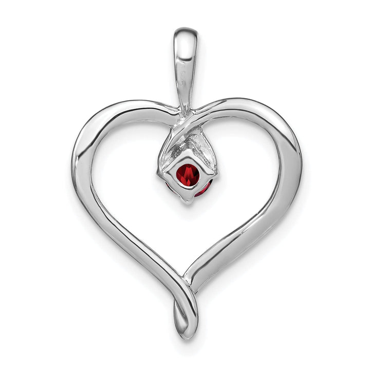 Lovely Rita's Pendants & Charms 14k White Gold Garnet Heart Design Pendant