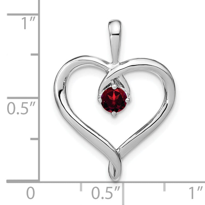 Lovely Rita's Pendants & Charms 14k White Gold Garnet Heart Design Pendant