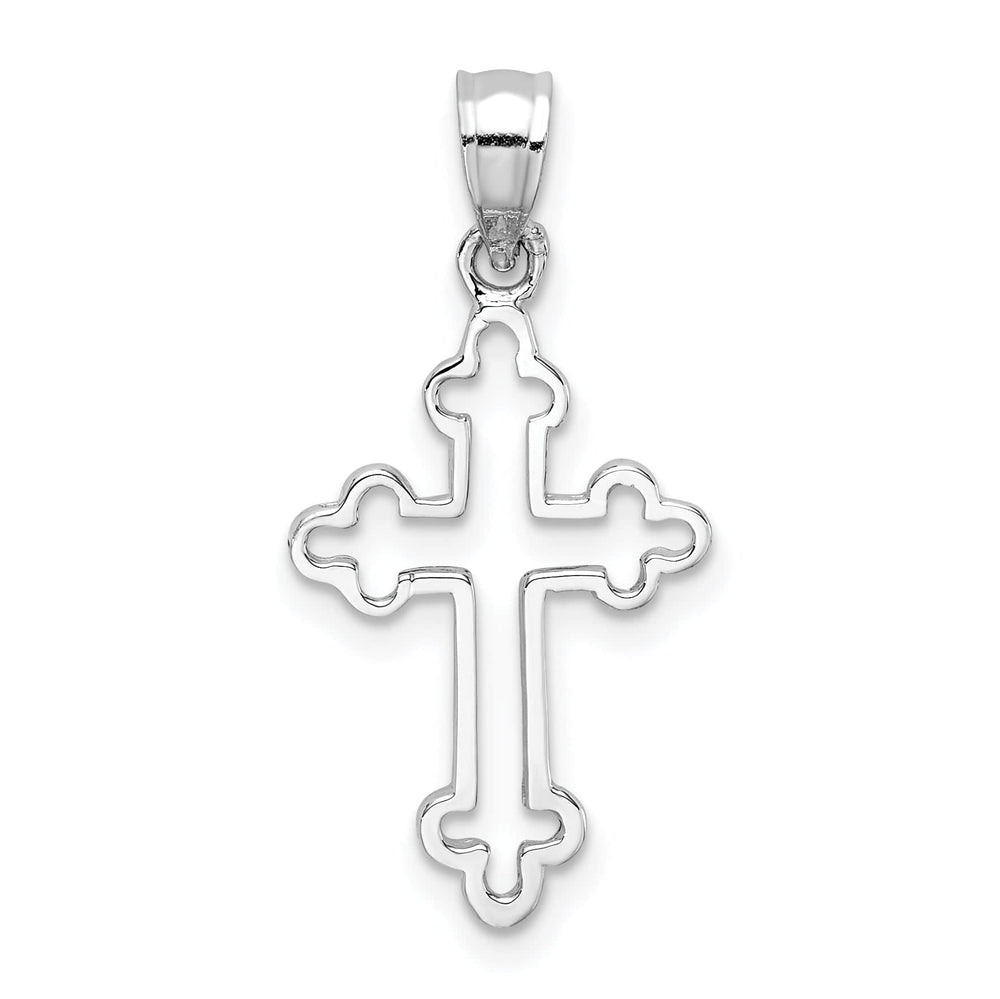Lovely Rita's Pendants & Charms 14K White Gold High-Shine Budded Cross Pendant