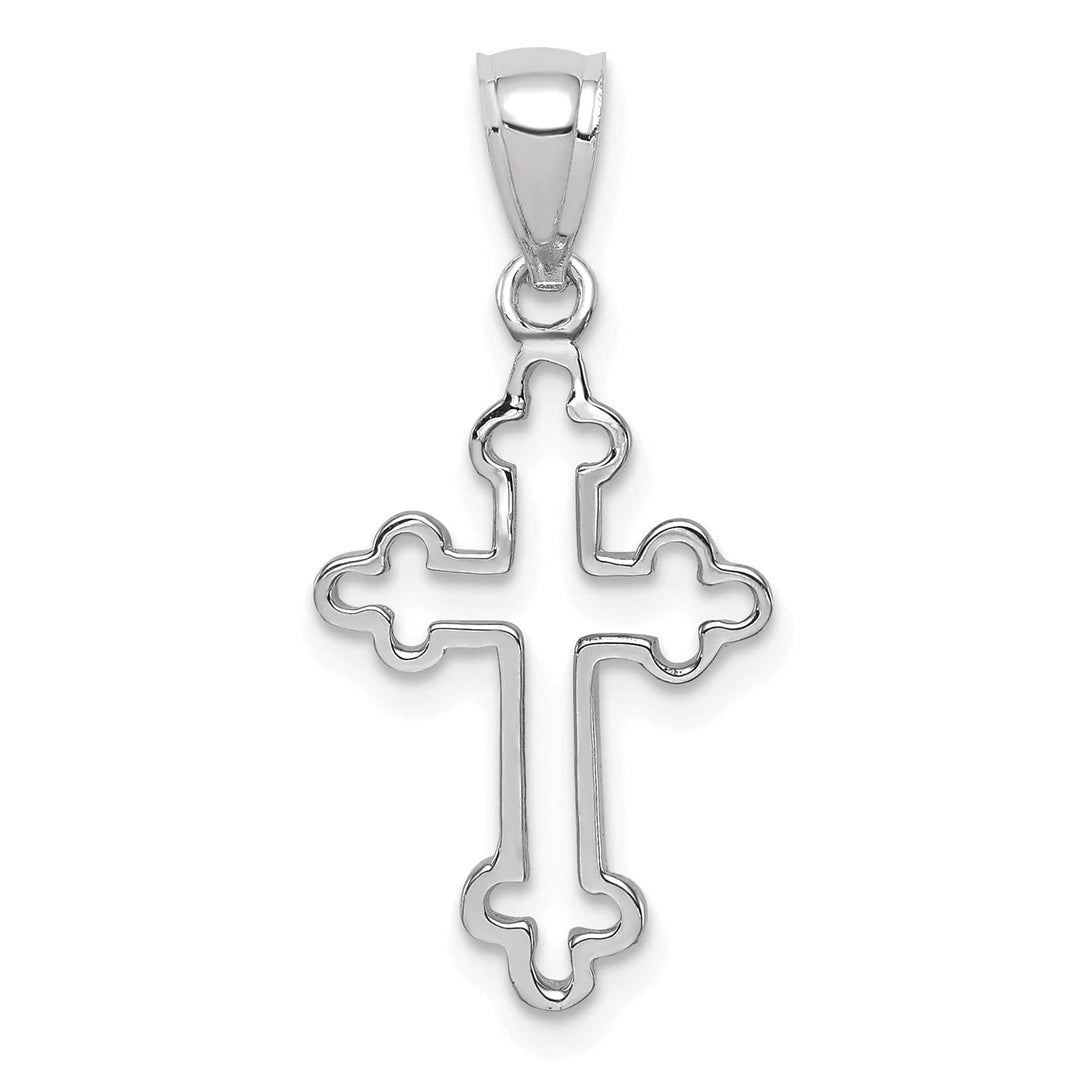 Lovely Rita's Pendants & Charms 14K White Gold High-Shine Budded Cross Pendant