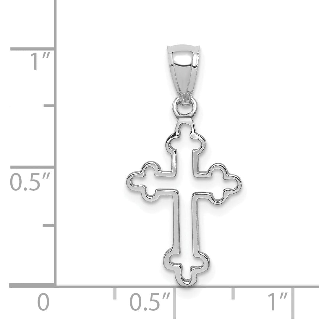 Lovely Rita's Pendants & Charms 14K White Gold High-Shine Budded Cross Pendant
