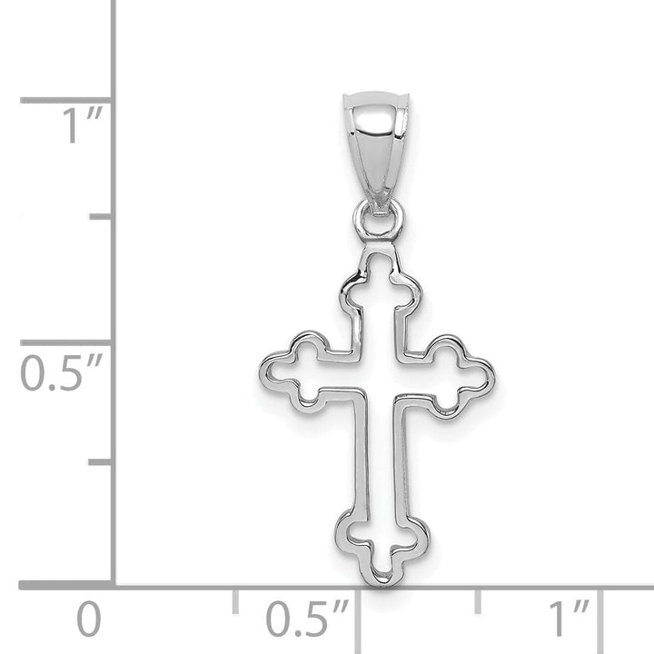 Lovely Rita's Pendants & Charms 14K White Gold High-Shine Budded Cross Pendant