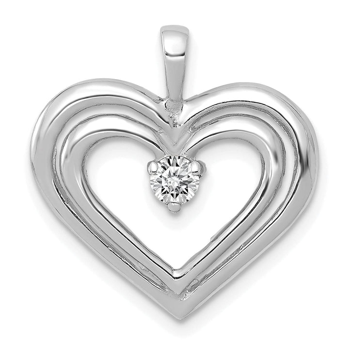 Lovely Rita's Pendants & Charms 14k White Gold L1 Clarity, G i Color Diamond Double Heart Pendant