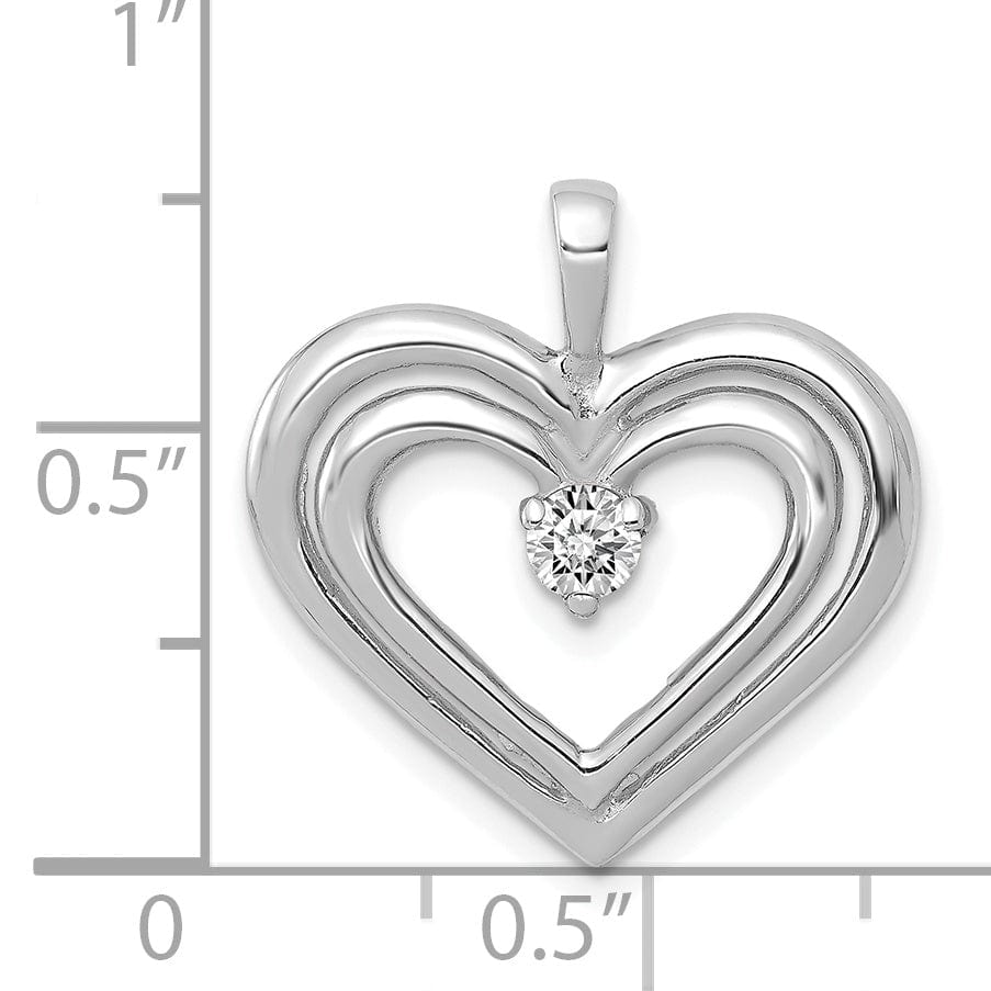 Lovely Rita's Pendants & Charms 14k White Gold L1 Clarity, G i Color Diamond Double Heart Pendant