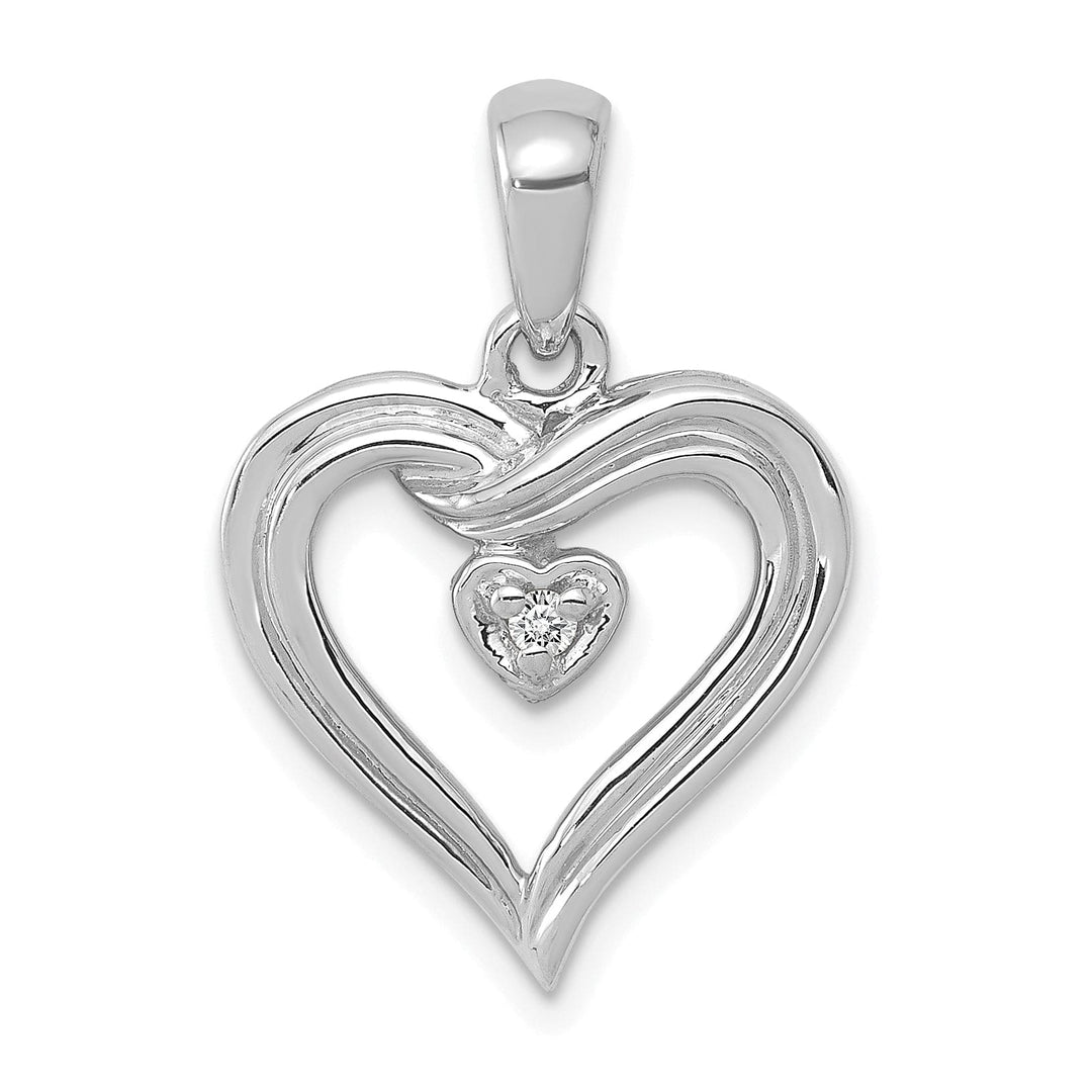 Lovely Rita's Pendants & Charms 14k White Gold L1 Clarity, G i Color Diamond Heart Pendant