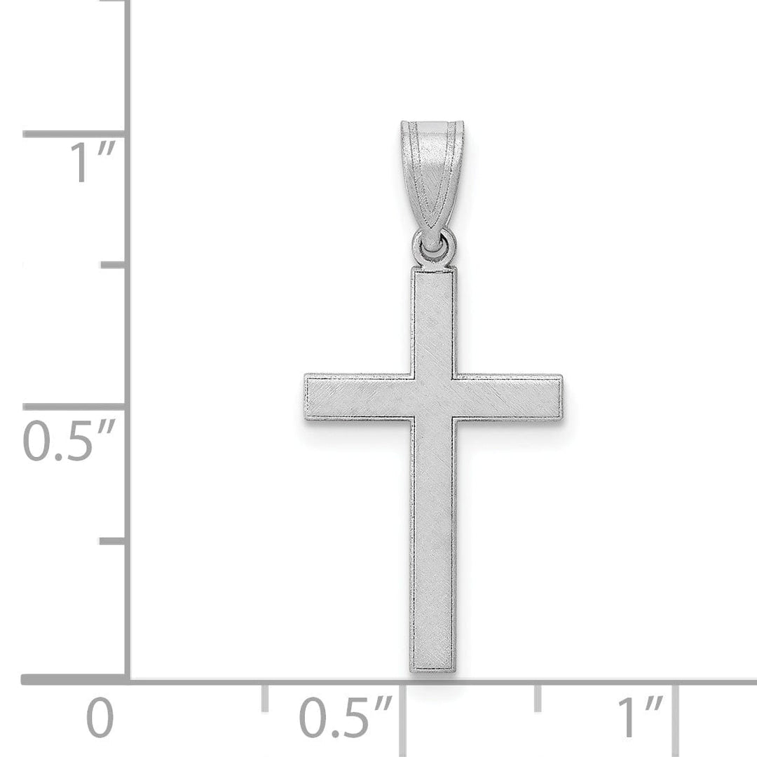 Lovely Rita's Pendants & Charms 14k White Gold Minimalist Florentine Satin Cross Pendant