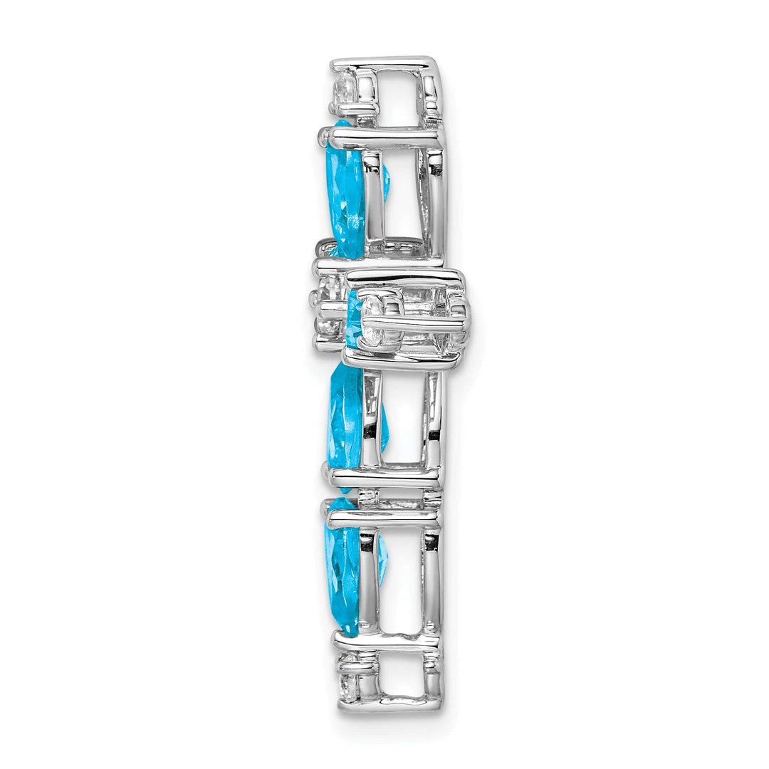Lovely Rita's Pendants & Charms 14k White Gold Pear Blue Topaz & Diamond Cross Chain Slide