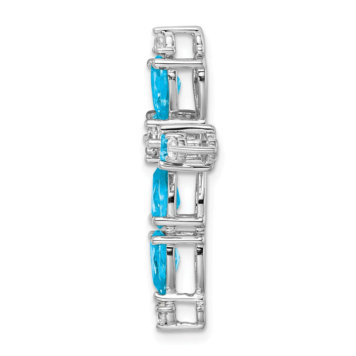 Lovely Rita's Pendants & Charms 14k White Gold Pear Blue Topaz & Diamond Cross Chain Slide
