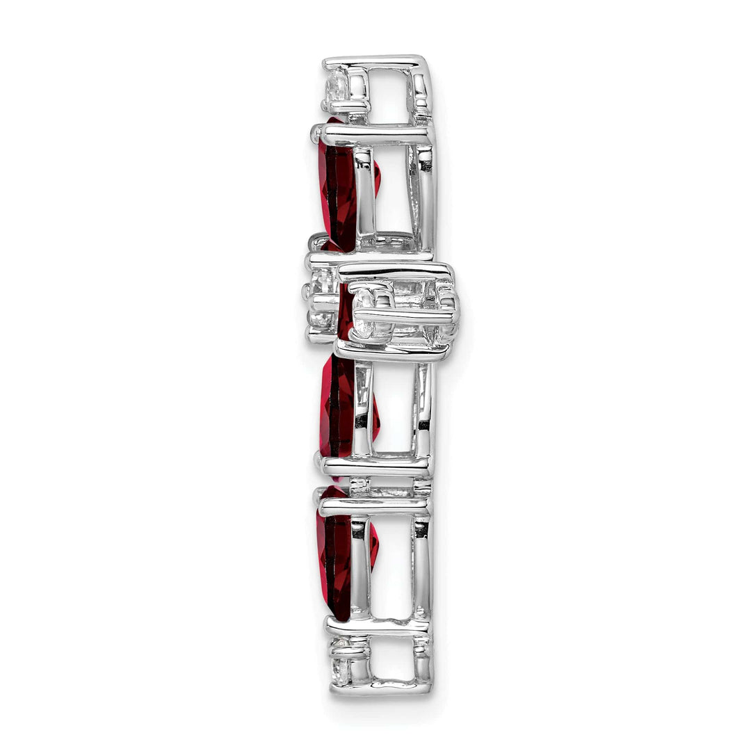Lovely Rita's Pendants & Charms 14k White Gold Pear Garnet & Diamond Fancy Cross Chain Slide
