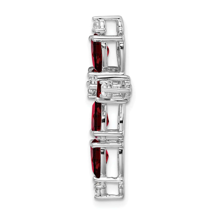 Lovely Rita's Pendants & Charms 14k White Gold Pear Garnet & Diamond Fancy Cross Chain Slide