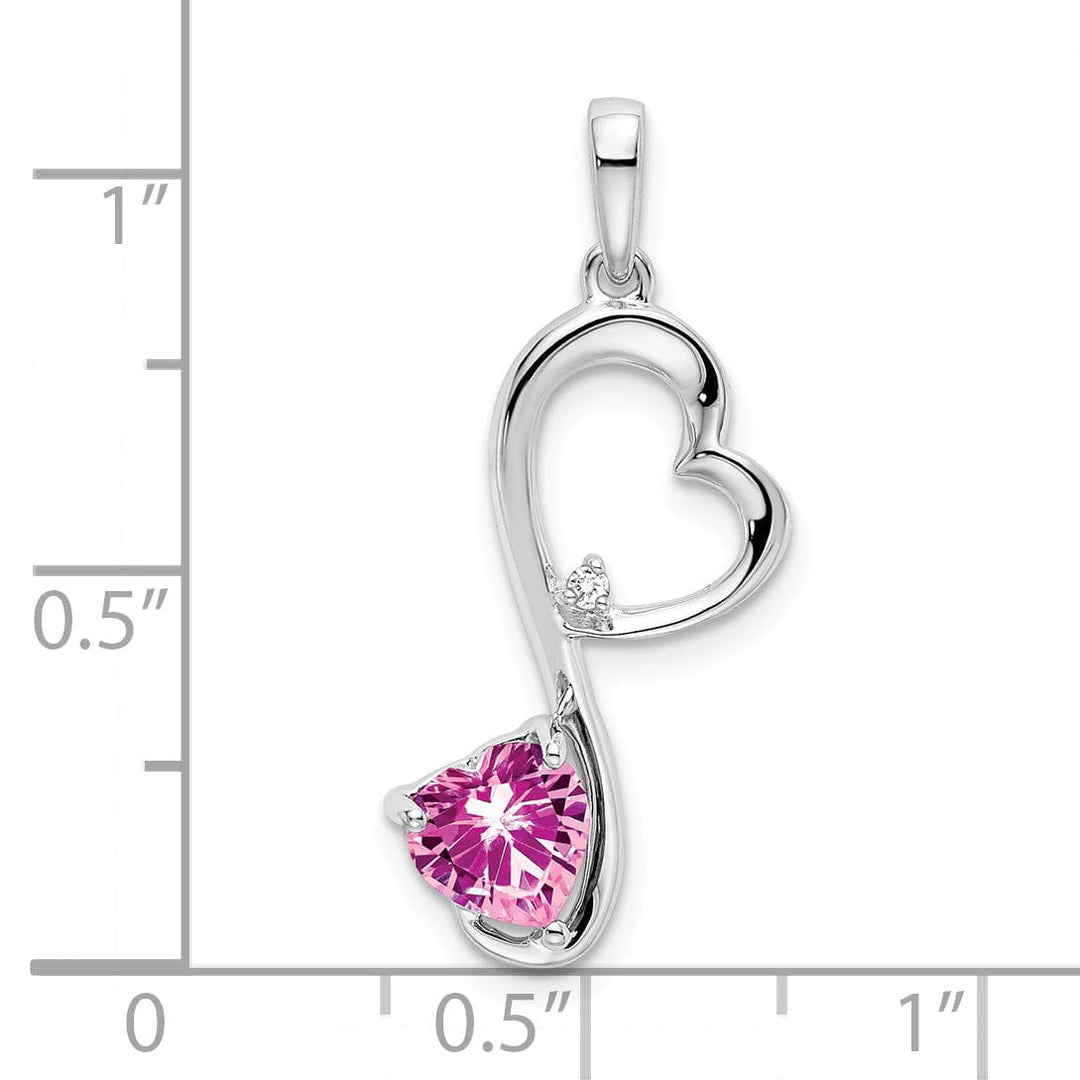 Lovely Rita's Pendants & Charms 14k White Gold Pink Sapphire and Diamond Heart Pendant