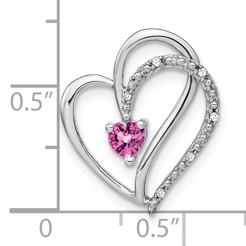 Lovely Rita's Pendants & Charms 14k White Gold Pink Sapphire Diamond Heart Chain Slide