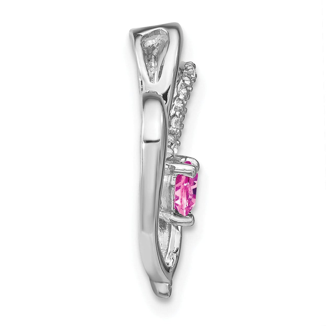 Lovely Rita's Pendants & Charms 14k White Gold Pink Sapphire Diamond Heart Chain Slide