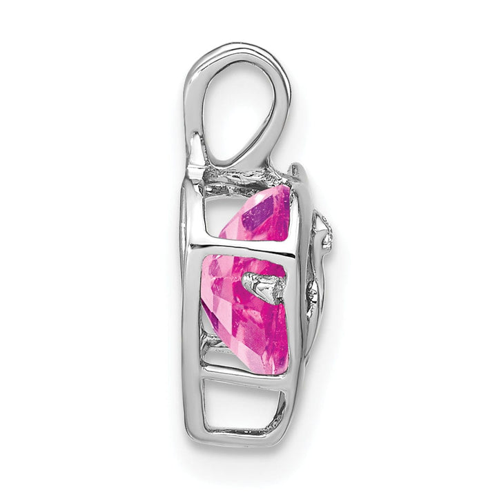 Lovely Rita's Pendants & Charms 14k White Gold Pink Sapphire/Diamond MOM Heart Pendant