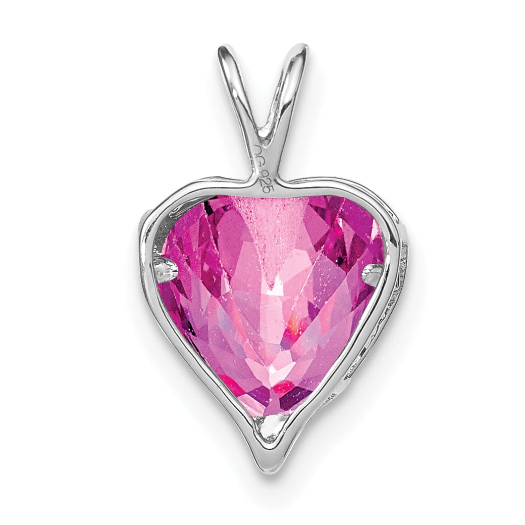 Lovely Rita's Pendants & Charms 14k White Gold Pink Sapphire/Diamond MOM Heart Pendant