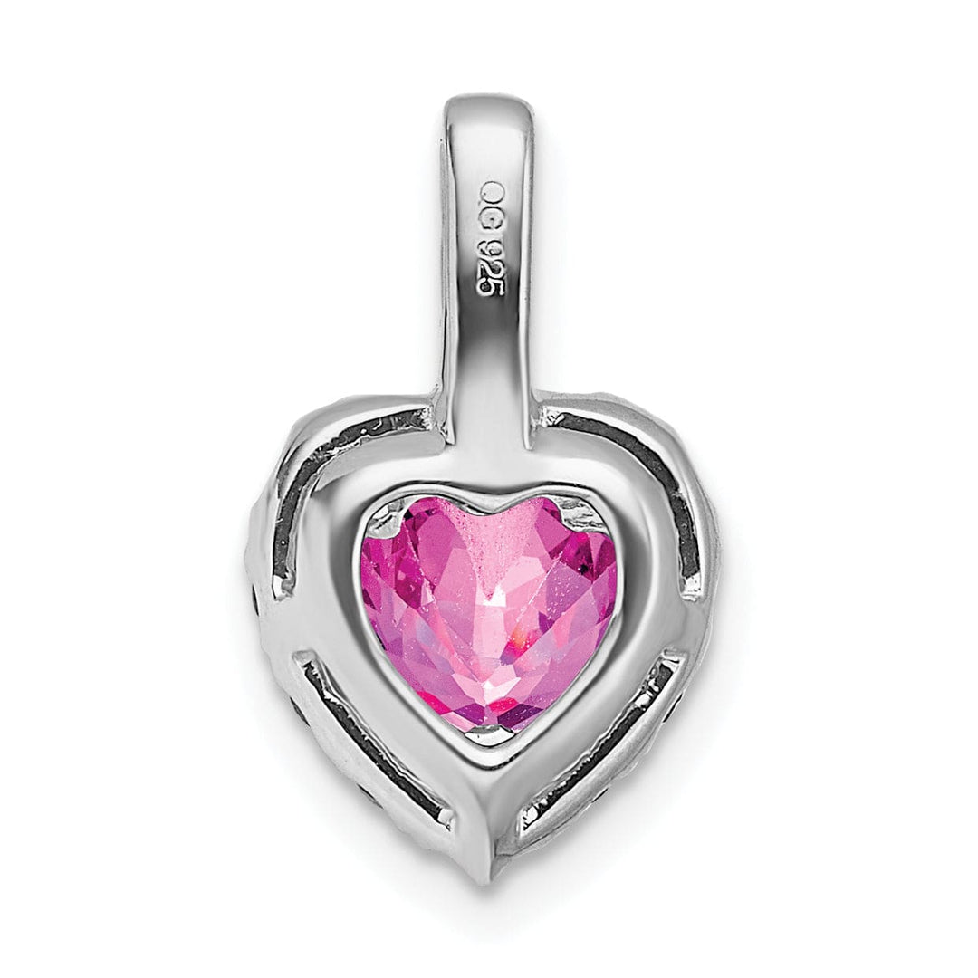 Lovely Rita's Pendants & Charms 14k White Gold Pink Sapphire/White Topaz Halo Heart Pendant