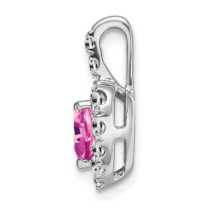 Lovely Rita's Pendants & Charms 14k White Gold Pink Sapphire/White Topaz Halo Heart Pendant