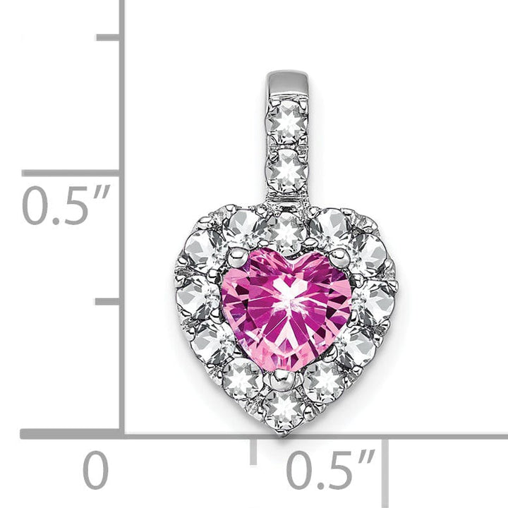 Lovely Rita's Pendants & Charms 14k White Gold Pink Sapphire/White Topaz Halo Heart Pendant