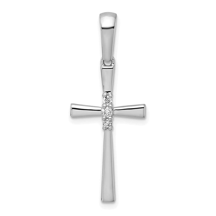 Lovely Rita's Pendants & Charms 14k White Gold Polished 1/15 CT Diamond Cross Pendant