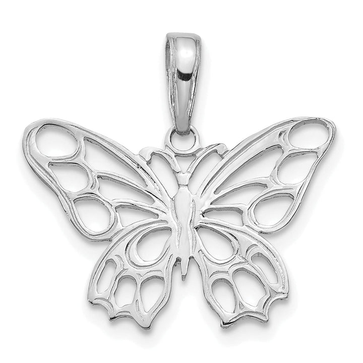 Lovely Rita's Pendants & Charms 14k White Gold Polished Butterfly Cut Out Wing Design Pendant