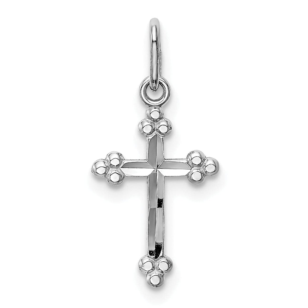 Lovely Rita's Pendants & Charms 14K White Gold Polished Finish Small Budded Cross