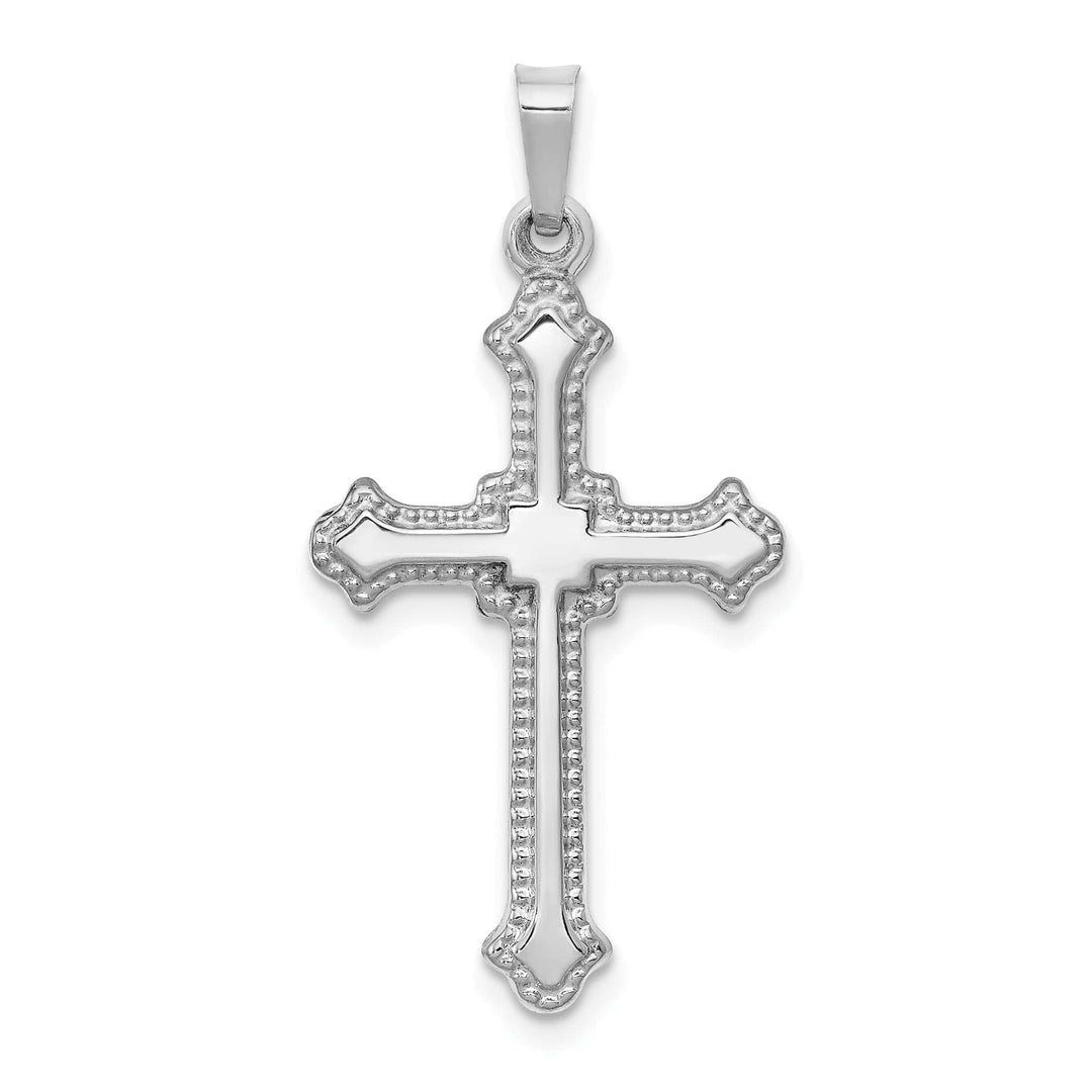 Lovely Rita's Pendants & Charms 14k White Gold Polished Fleur de Lis Cross Pendant
