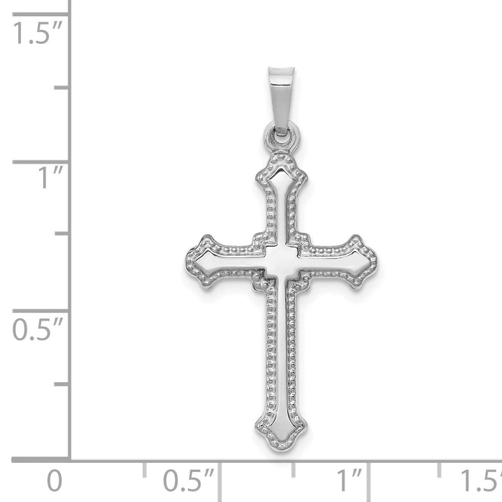 Lovely Rita's Pendants & Charms 14k White Gold Polished Fleur de Lis Cross Pendant