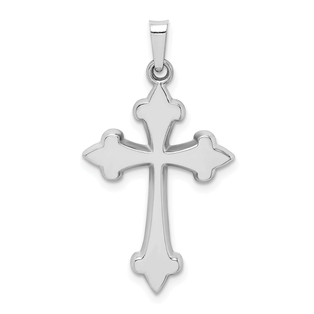 Lovely Rita's Pendants & Charms 14k White Gold Polished Fleur de Lis Cross Pendant